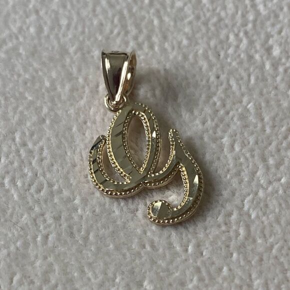 14k Solid Gold initial G Pendant | Initial or letter charm | perfect gift | - Picture 4 of 5